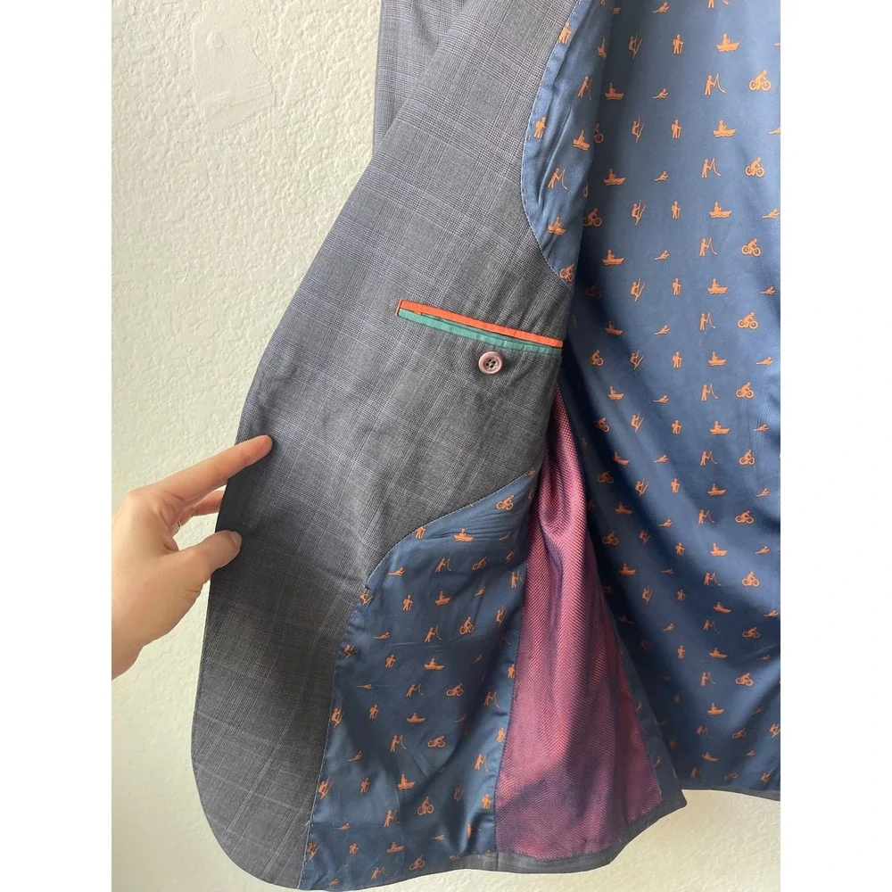 TED‎ BAKER LONDON Endurance Modern Fit Plaid Wool Blazer 44R Jacket Tailored